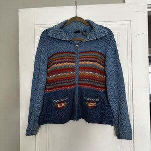 Colorful Knit Zip-Up Sweater